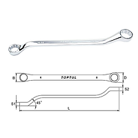 TOPTUL ACAH4248 Double Ring Wrench 45° Offset (1-5/16x1-1/2")