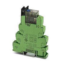 PHOENIX CONTACT 2910506 Industrial Relays PLC-INTERFACE  consisting of a relay base and pluggable power contact relay with manual operation  integrated status LED  Screw connection  2 changeover contacts  Input voltage: 230 V AC / 220 V DC