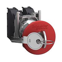 SCHNEIDER XB4BS9445GEX Key Release HAZ LOC PUSHBUTTON SWITCH, 24- 240 Vac/dc, CONTACTS 1 N.O. + 1 N.C., Red, -40 +70 , IP65
