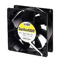 Sanyo Denki 9WG1248M102 Axial DC Axial Fan, 120x120x38mm, 48VDC, Splash Proof, Ribless, IP55 Rated