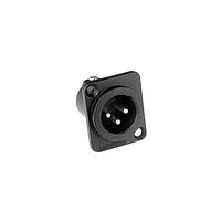 Amphenol Audio AC3MMDZB BULK Connectors 3 Pole XLR Male Chassis Mount D Type Stamped Contacts  Black Finish