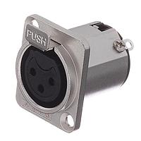 Amphenol Audio AC3FDZ Connectors 3 Pole XLR Metal Female Chassis Mount D Type Stamped Contacts Nickel Finish