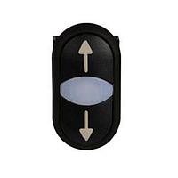 Eaton M22S-DDL-S-X7-X7 Double Button NON-FLSH ILL DBL PB BLK-BZL BLK TOP BLK