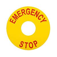 Eaton E22VA8 Legend Plate 70MM DIA ROUND Vis AID PL-YE "Emgy STOP"