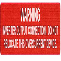 HellermannTyton 596-00368 Solar Label Solar Label, WARNING INVERTER OUTPUTOVERCURRENT DEVICE, 4.12" x .75", VL, Red, 50/roll