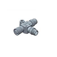 Amphenol LTW SS-050505-MFM-TS001 Circular Metric Connectors Circular Metric Connector, T Adaptor, Metal, A Coding, 4A, 05 pins, (End 1) Male Male, (End 2) Female Female, (End 3) Male Male, Screw Thread, IP68 Mated