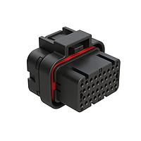 Amphenol SINE Systems ATS06-34SB1 Plugs 34 Position Plug, Socket, Contact Size 20, Single Latch, Keyed B, End Cap, Black