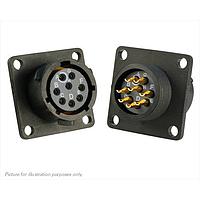 Eaton Souriau-Sunbank UTS012E8SW Receptacles Plastic square flange receptacle, without backshell, with 8 female solder contacts, IP68/69K in unmated conditions, keying W