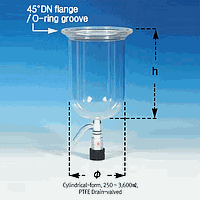 SciLab SL.Re2246 PTFE Drain-valved DURAN-glass Vacu./Pressure Reaction Vessel, DN 200 Vessel, -20,000~21,000(full)㎖.