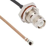 Amphenol RF 095-850-285-300 RF Cable Assemblies AMC Right Angle Plug to RP-TNC Straight Bulkhead Jack RG-178 50 Ohm 300 mm (11.81 Inches)