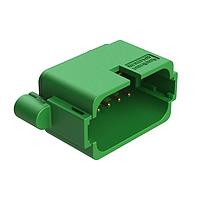 Amphenol SINE Systems AT04-18PC-BM12 Connectors 18 Position, PCB Receptacle, Flangeless, Self-Threading, Keyed C, Gold Plated Contacts Included, Potted, Green Body