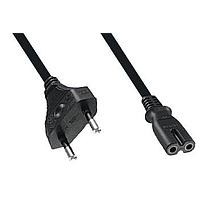 Qualtek Electronics 360007-01 AC Power Cord INTL 2.5M 2X.075 C7 EUROCORD (BLACK)