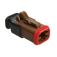 Amphenol SINE Systems AT06-4S-SR01BRN Plug 4 Position, Plug, Socket, SR01 Strain Relief (Standard Seal), Brown Body