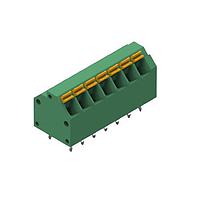 Wurth Elektronik 691409320007 Fixed Terminal Blocks WR-TBL 3.81mm pitch Modular THT Green 45 deg Dual Pin cable entry Screwless Push In 7P