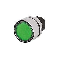EAO 46-2231.31H0.000 Round Actuator, oe 22.3 mm, oe 29,5 mm, flush, illuminative, Green, Plastic, transparent, round, Silver, Metal, Momentary, IP65, IK03