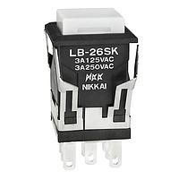 NKK Switches LB26SKW01-5C24-JC Pushbutton Switches ON-ON SQ BLACK 5V RED LED CLR/RED CAP