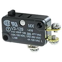 Honeywell V3-129 Micro Switch Snap Act Pin Plunger 11A 2.22N Thru-Hole
