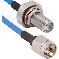 Amphenol SV Microwave 7029-3541 RF Cable Assemblies SMA Female Bulkhead to SMA Male 6" Cable Assembly for .085 Cable