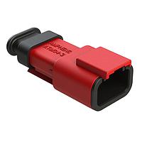 Amphenol SINE Systems ATM04-3P-SR01RD Connectors 3 Position, Receptacle, Pin, Strain Relief End Cap, Red Body