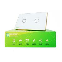 HUNONIC HNLUX02CT BLE Luxury Touch Switch 2 Rectangular Button (White)