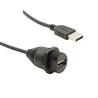 Bulgin PXP0023/A/0M50/A USB Cable Plastic Rear Panel Mount USB A Female to USB A Male Cable Assembly 0.5m