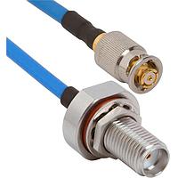Amphenol SV Microwave FBSMA-085-FQSMP-180 RF Cable Assemblies SMA BKHD F  SMP F QB 18"Cable