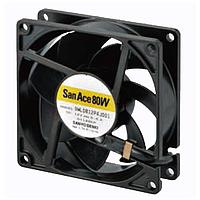 Sanyo Denki 9WL0824P4G001 Axial Fan, 80x80x25mm, 24VDC, Splash/Dust Proof, 180Khr, Ribless, Tach/PWM, IP68