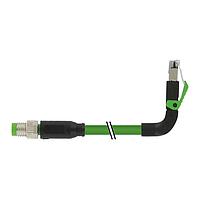 Murrelektronik 7000-89737-7910020 Ethernet Cables / Networking Cables M8 male 0 / RJ45 male 90 up, shielded EC, PUR 1x4xAWG26 shielded gn UL/CSA+drag chain 0.2m