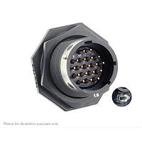 Eaton Souriau-Sunbank UTGX714D18PX32 Receptacles Jam nut receptacle & hold down clips,without backshell, with 18 male PCB contacts, IP68/69K in unmated conditions, keying X