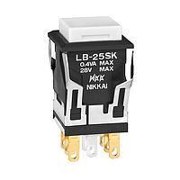 NKK Switches LB25SKG01-B Pushbutton Switches ON-(ON) SQUARE WHITE CAP