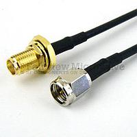 Fairview FMC0212174LF SMA Male to SMA Female Bulkhead Cable RG-174 Coax and RoHS Compliant