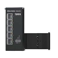 Teltonika TSF010000000 Ethernet Switches Flat & compact ethernet switch, unmanaged integrated DIN rail.113 x 28 x 50 mm and weighing only 142 g. 3-pin power input and 7-57 VDC voltage. 5 x 10/100 Mbps RJ45 ports.