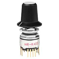 NKK Switches MRK403-BB Rotary Switches 4P 3 POS LOW SHAFT ACTR PC WHT TIP KNOB