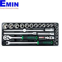 TOPTUL GCAT2505-  25PCS - 1/2inch DR. Flank Socket Set (METRIC)