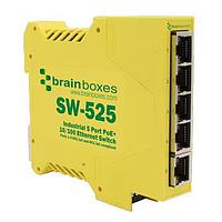 Brainboxes SW-525 Unmanaged Ethernet Switches Industrial 5 Port PoE 10/100 Fast Ethernet switch -40F to +158F