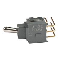 NKK Switches A22JH Process Sealed Subminiature Toggles DPDT ON-ON .248 BAT RIGHT ANGL PC .4VA