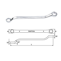 TOPTUL AAAH4146 Double Ring Wrench 45° Offset Mirror Polished (41x46mm)