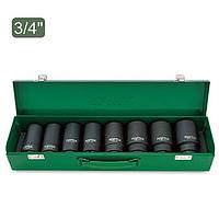 TOPTUL GDAD0802 - 8PCS 3/4 inch DR. 6PT Flank Deep Impact Socket Set