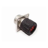 Amphenol SINE Systems RT00142PNHEC03 Connectors 4 (2+2) Position Receptacle, Square Flange, Male, Shell Size 14, Silicone Seal, and End Cap with Individual Wire Sealing