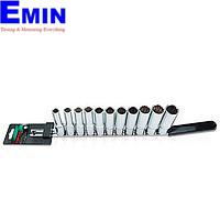 TOPTUL GAAQ1105- 11PCS 1/2inch DR. 12PT Deep Socket Rail Set - METRIC
