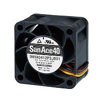 Sanyo Denki 9HVA0412P3J001 Axial Axial Fan, 40x40x28mm, 12VDC, 37.1CFM, High Static Pressure, Tach/PWM