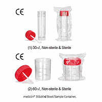 Daihan medical DM.Con3036 Container, for Stool/Medical Sample, with PP Screwcap & Spoon, All-PP, 60/10㎖, Φ43×h55mm, Sterile
