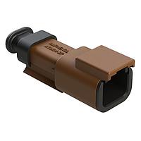 Amphenol SINE Systems ATM04-2P-SR01BN Connectors 2 Position, Receptacle, Pin, Strain Relief End Cap, Brown Body