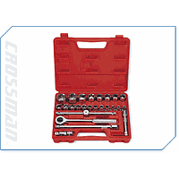 Crossman 99-085 25 Pcs. 1/2 inch Drive Metric Socket Set-Blow Mold Box ( 20 drive sockets 6 point 8-32 mm, 4 drives, 1 Universal joint)