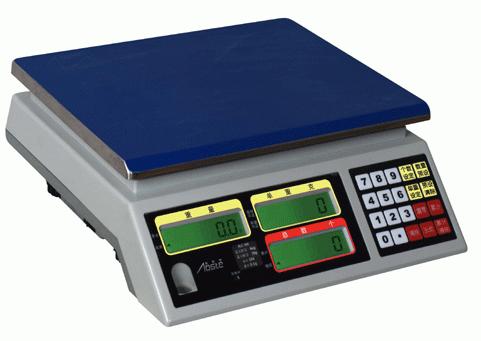 Technician checking an industrial counting scale during inspection