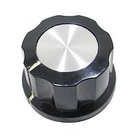 Shin Chin RN-99D-BS/6.4 Cylindrical Knob with Skirt Black Knob 1.04D X .56H
