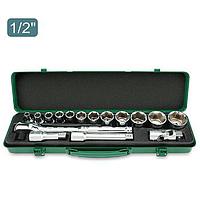 TOPTUL GCAD1601- 16PCS 1/2inch DR. 6PT Flank Socket Set - Mirror
