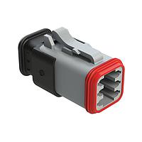 Amphenol SINE Systems AT06-6S-SR02GRY Plug 6-Way Plug Female Connector with Reduced Diameter Seal, Strain Relief Endcap, Gray