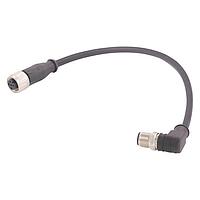 HARTING 213475D2568050 Harting M12 A-code Single Ended Overmolded Cable Assembly, 5pin, shielded, angled male to straight female, PUR Black, 5.0m