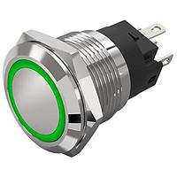 EAO 82-5151.1133 Anti-Vandal Grn RingLED 12VAC/DC 19mm QC Flush Mom.